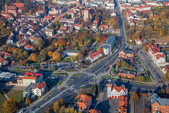 Olsztyn, skrzyzowanie ulicy Mochnackiego i Szrajbera, panorama od strony S. EU, PL, Warm-Maz. LOTNICZE.